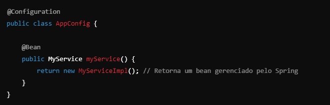 Código java sobre @configuration