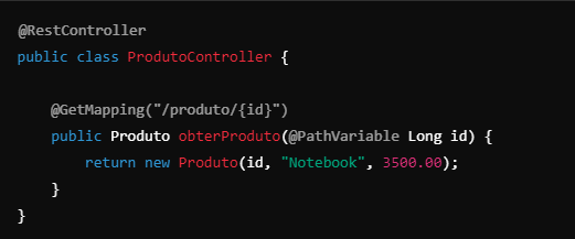 Código java sobre @restController